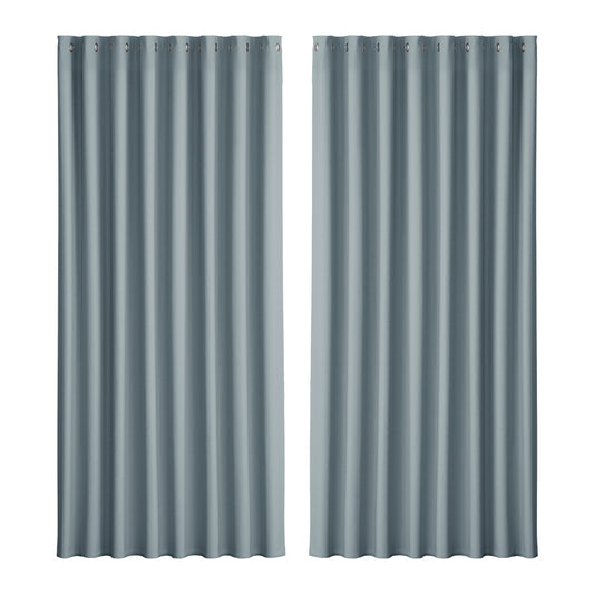 Artiss 2X Blockout Curtains Eyelet 300x230cm Grey
