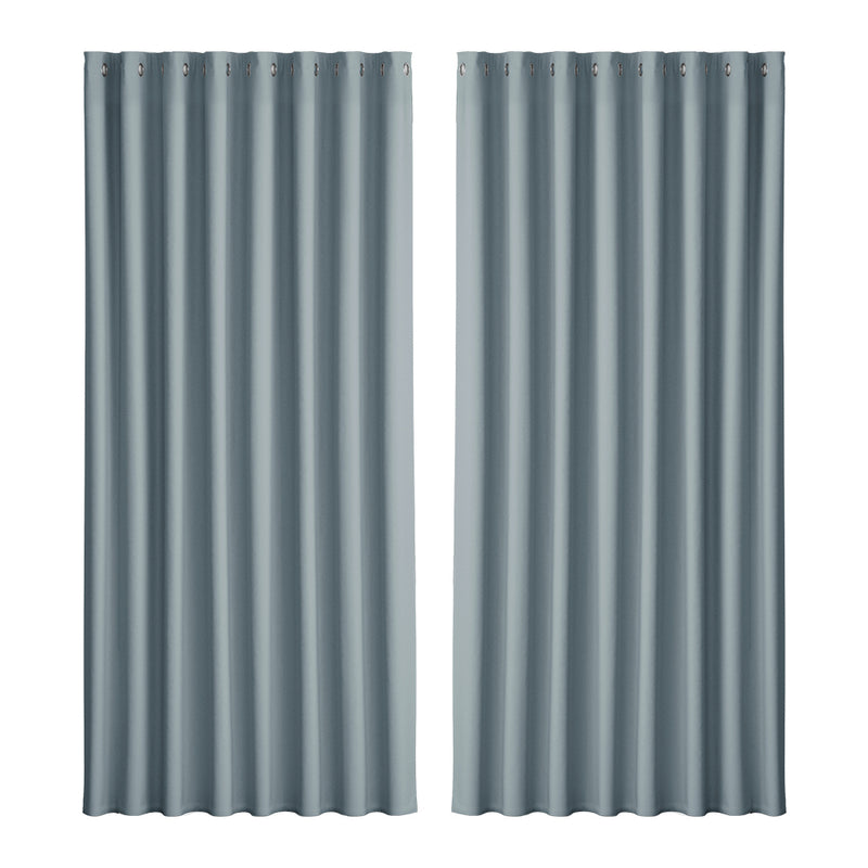 Artiss Blockout Curtains Eyelet 300x230cm Grey 2 Pack
