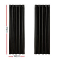 Artiss 2X Blockout Curtains Eyelet 180x213cm Black Shine