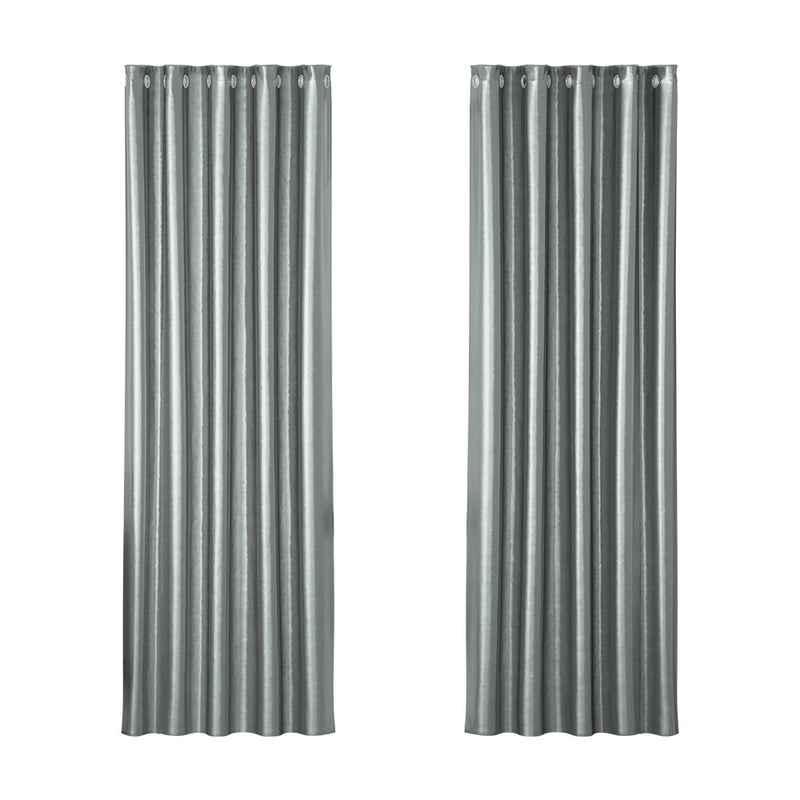 Artiss 2X Blockout Curtains 180x213cm Grey Eyelet