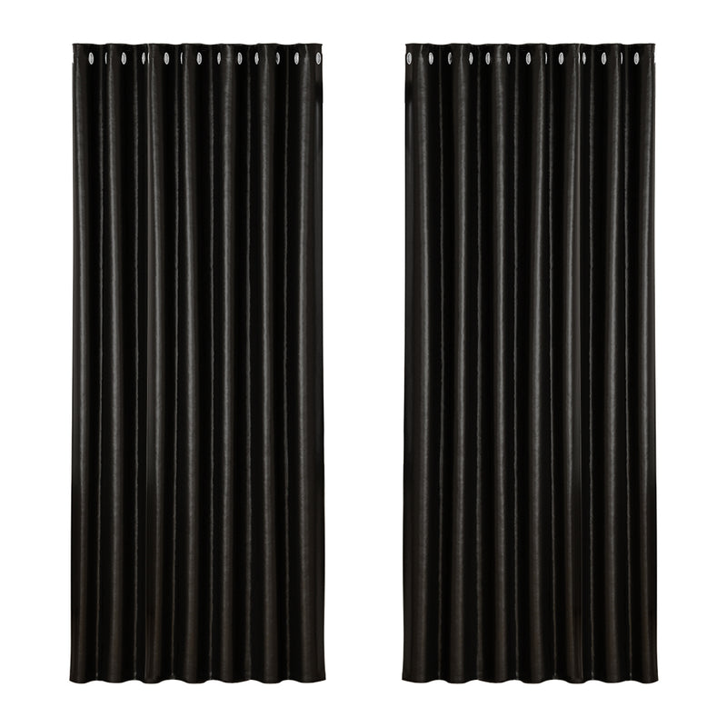 Artiss 2X Blockout Curtains Eyelet 240x230cm Black