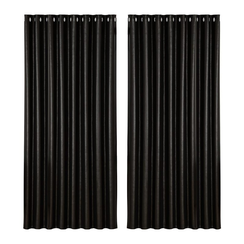 Artiss Blockout Curtains Eyelet 300x230cm Black Pair