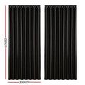 Artiss Blockout Curtains Eyelet 300x230cm Black Pair