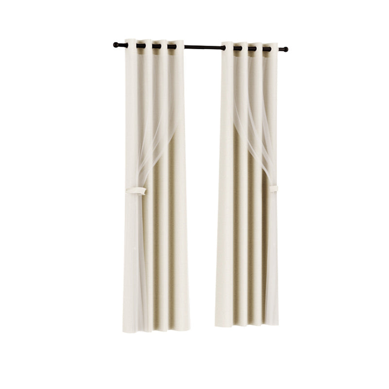 Artiss 2X 132x213cm Blockout Curtains Beige