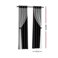 Artiss 2X Blockout Sheer Curtains 132x242cm Black