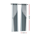 Artiss Blockout Sheer Curtains 132x242cm Light Grey 2 Pack