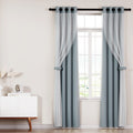 Artiss Blockout Sheer Curtains 132x242cm Light Grey 2 Pack