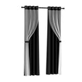 Artiss Blockout Sheer Curtains 132x274cm Black 2 Pack
