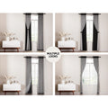 Artiss Blockout Sheer Curtains 132x274cm Black 2 Pack