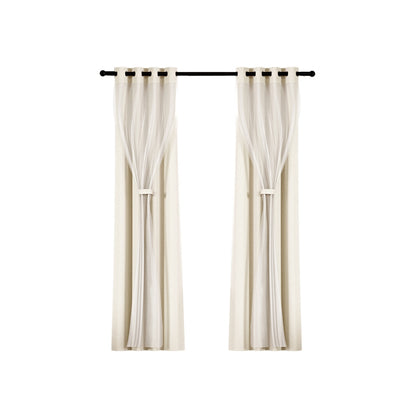 Artiss 2X 132x304cm Blockout Sheer Curtains Beige