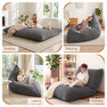 Artiss 3 in 1 Bean Bag Chair Cover (No Filler) Convertible Bean Bag for Adults, Corduroy Stuffed Animal Storage Bean Bag Cover Washable for Living Room Bedroom, Grey