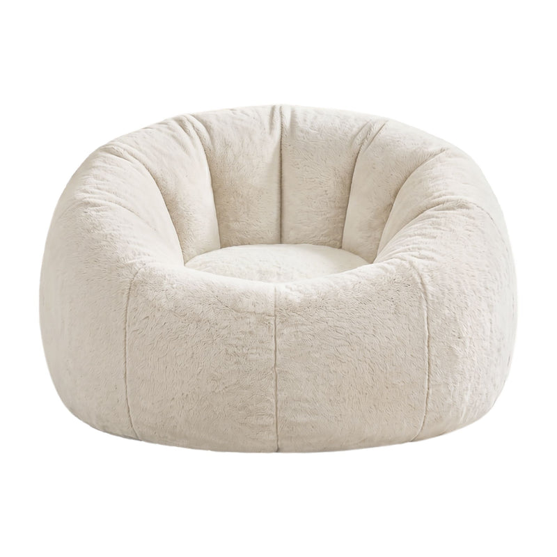 Artiss Bean Bag Chair Cover Large Beige Faux Fur Washable