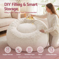 Artiss Bean Bag Chair Cover Large Beige Faux Fur Washable