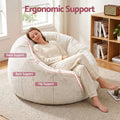Artiss Bean Bag Chair Cover Large Beige Faux Fur Washable