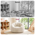 Artiss Bean Bag Chair Cover Large Beige Faux Fur Washable