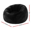Artiss Bean Bag Chair Cover Large Black Faux Fur Washable