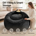 Artiss Bean Bag Chair Cover Large Black Faux Fur Washable
