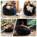 Artiss Bean Bag Chair Cover Large Black Faux Fur Washable