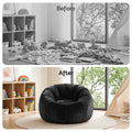 Artiss Bean Bag Chair Cover Large Black Faux Fur Washable