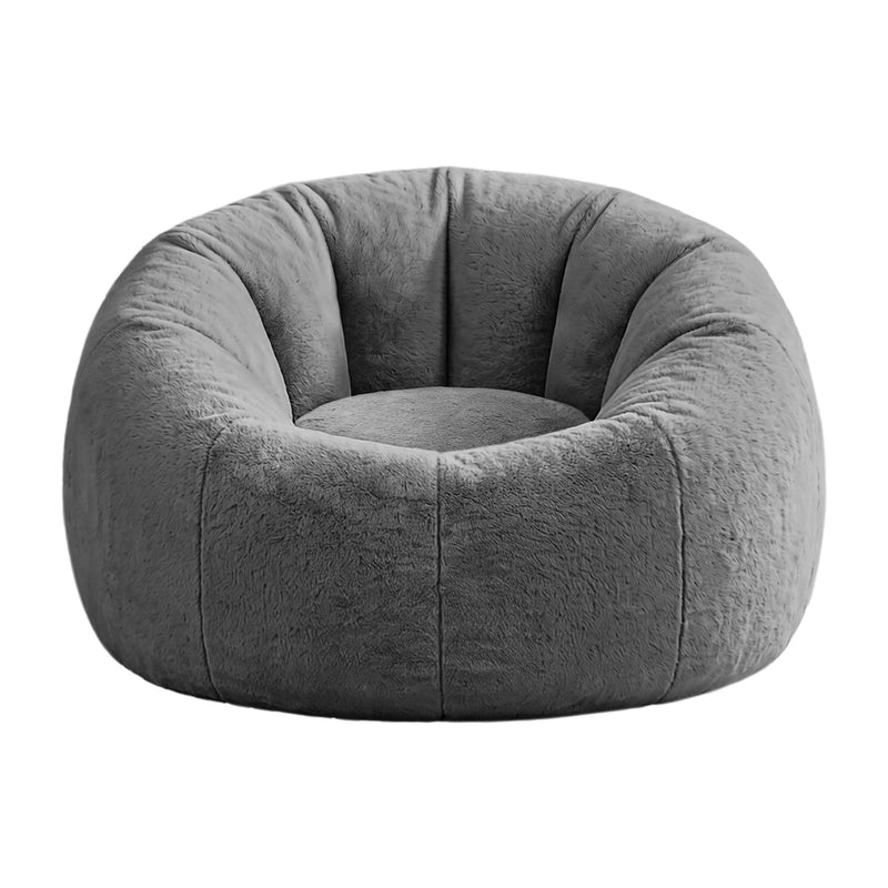 Artiss Bean Bag Chair Cover Large Grey Faux Fur Washable