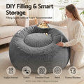 Artiss Bean Bag Chair Cover Large Grey Faux Fur Washable
