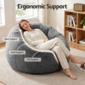Artiss Bean Bag Chair Cover Large Grey Faux Fur Washable