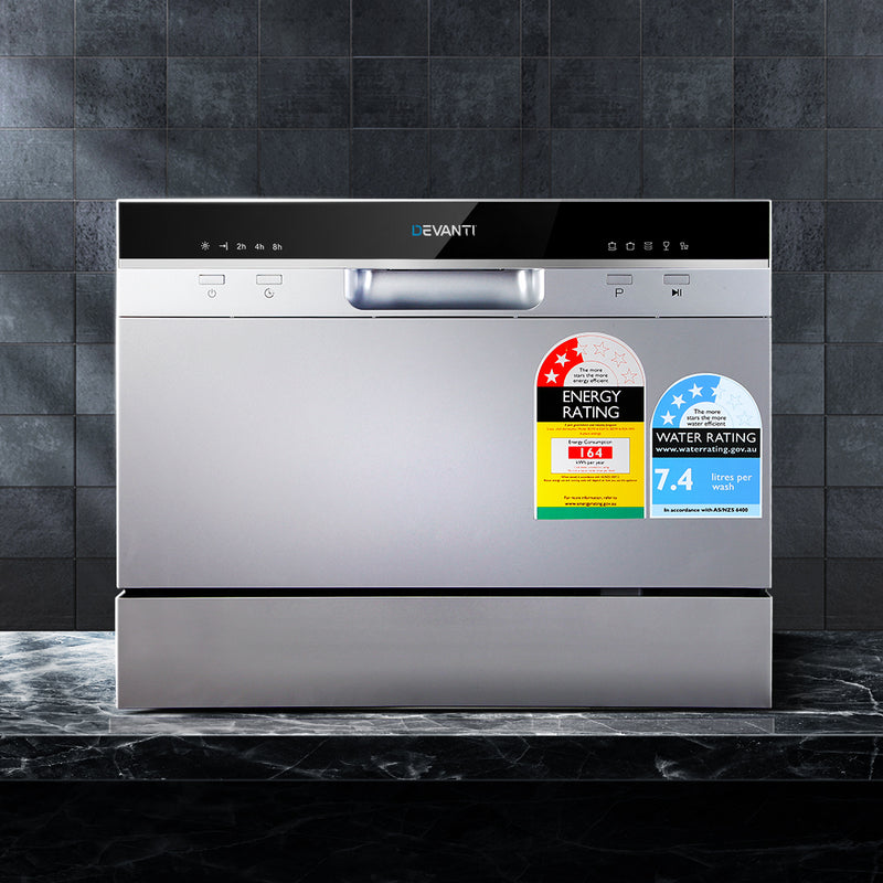 Devanti 6 Place Benchtop Dishwasher Silver