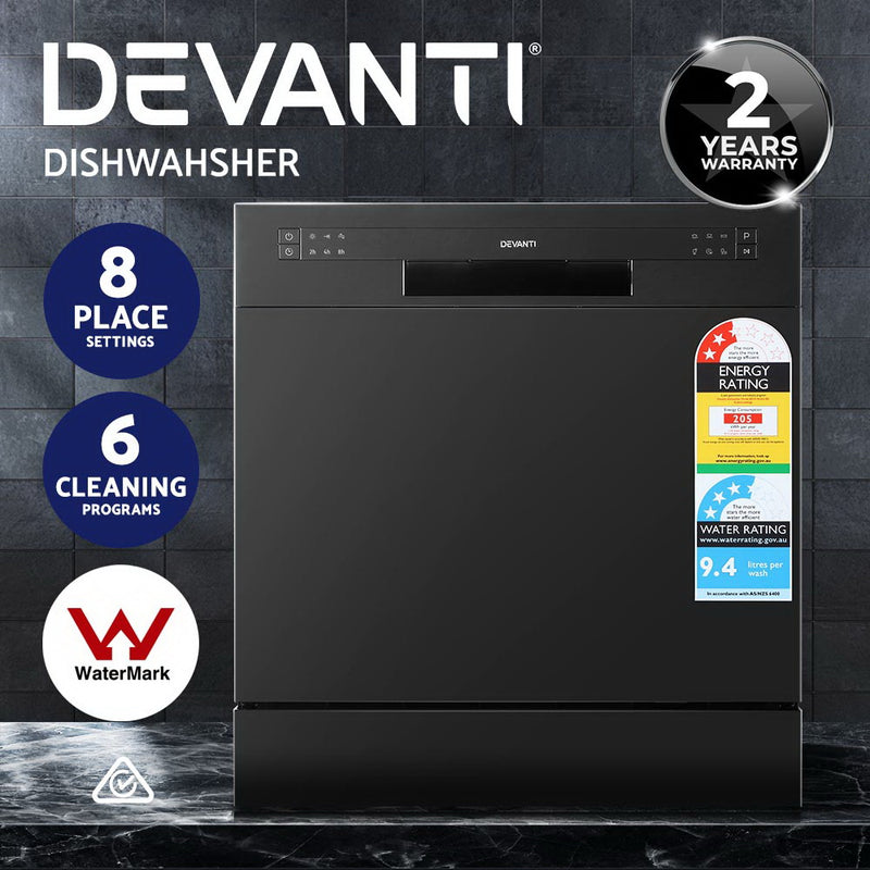Devanti Benchtop Dishwasher 8 Place Settings Black