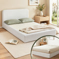 Artiss Queen Bed Frame Cream Boucle No Assembly Vacuum Compressed
