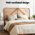 Artiss DOUBLE Bed Headboard Rattan Pine 150cm