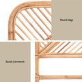 Artiss QUEEN Bed Headboard Rattan Pine FRED Design