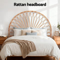 Artiss Rattan Bed Headboard DOUBLE Pine MARI 140cm