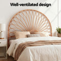 Artiss Rattan Bed Headboard DOUBLE Pine MARI 140cm