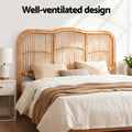 Artiss DOUBLE Bed Headboard Rattan NERO Pine 190cm