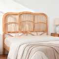 Artiss QUEEN Bed Headboard Rattan Pine Nero 150cm