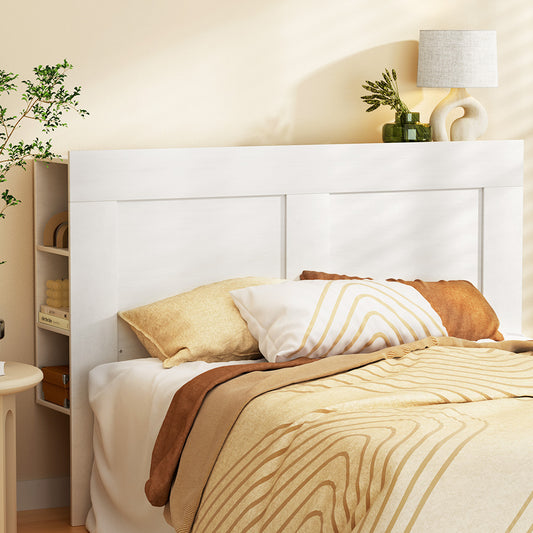 Artiss Bed Head Headboard QUEEN with Shelves - CABI White