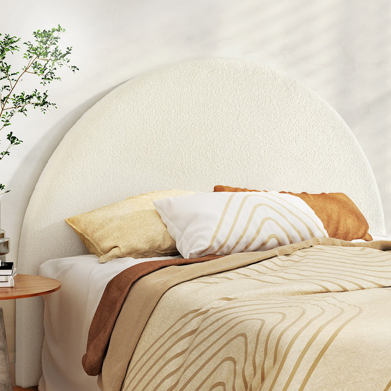 Artiss QUEEN Bed Frame Headboard Boucle Grey White 80