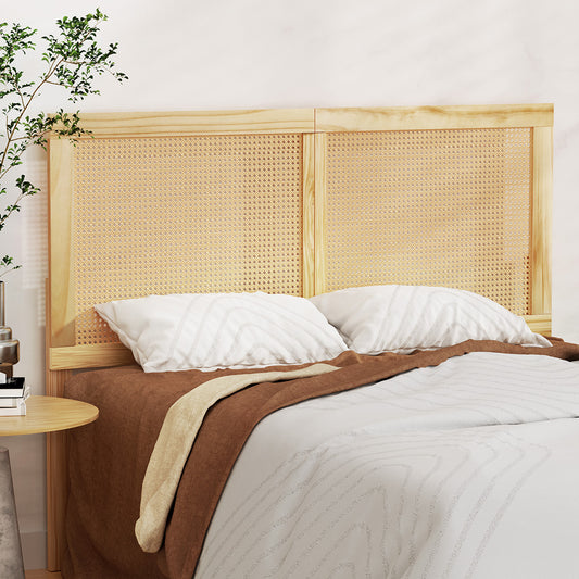 Artiss Bed Head Headboard DOUBLE Rattan - RIBO Pine
