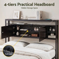 Artiss Bed Headboard Queen Storage Bedhead Charging Station Black