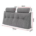 Artiss Headboard Pillow Double Wedge Backrest Triangular with 2 Cushions Grey