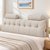 Artiss Headboard Pillow King Wedge Backrest Triangular with 2 Cushions Beige