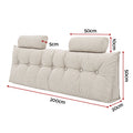 Artiss Headboard Pillow King Wedge Backrest Triangular with 2 Cushions Beige