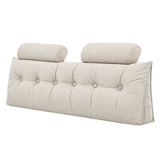 Artiss Headboard Pillow Queen Wedge Backrest Triangular with 2 Cushions Beige