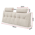 Artiss Headboard Pillow Queen Wedge Backrest Triangular with 2 Cushions Beige