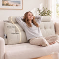 Artiss Headboard Pillow Queen Wedge Backrest Triangular with 2 Cushions Beige