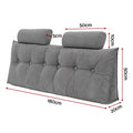 Artiss Headboard Pillow Queen Wedge Backrest Triangular with 2 Cushions Grey