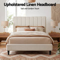 Artiss DOUBLE Bed Head Headboard 137CM Beige Linen
