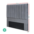Artiss DOUBLE Bed Head Headboard Velvet Grey