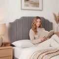 Artiss QUEEN Bed Headboard 153CM Grey Velvet