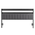 Artiss King Headboard Charging Station Storage LED Light Grey Upholstered